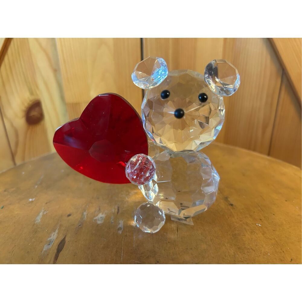4" Crystal Bear with Ruby Red Heart (8632)